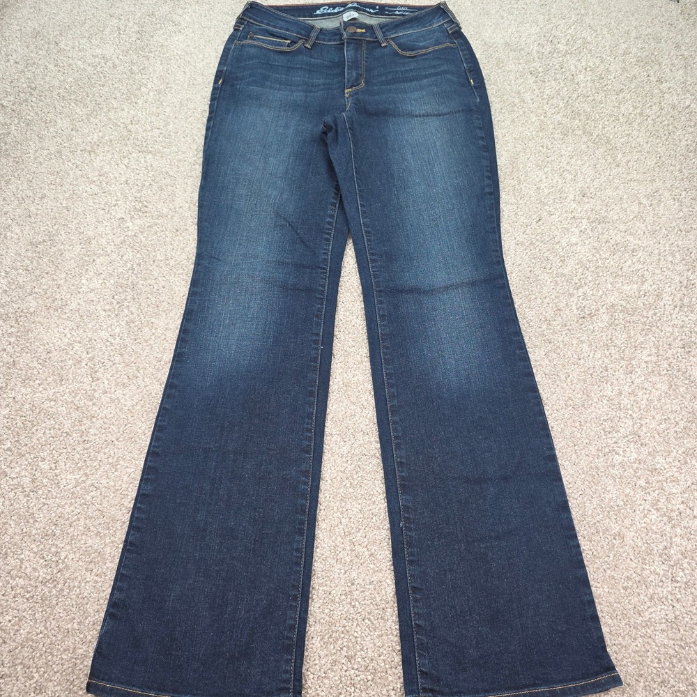 Eddie Bauer Curvy Bootcut Jeans Dark Wash Denim Blue Pants Womens 4 NWOT
